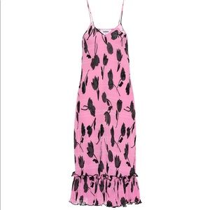Ganni pleated pink floral georgette dress